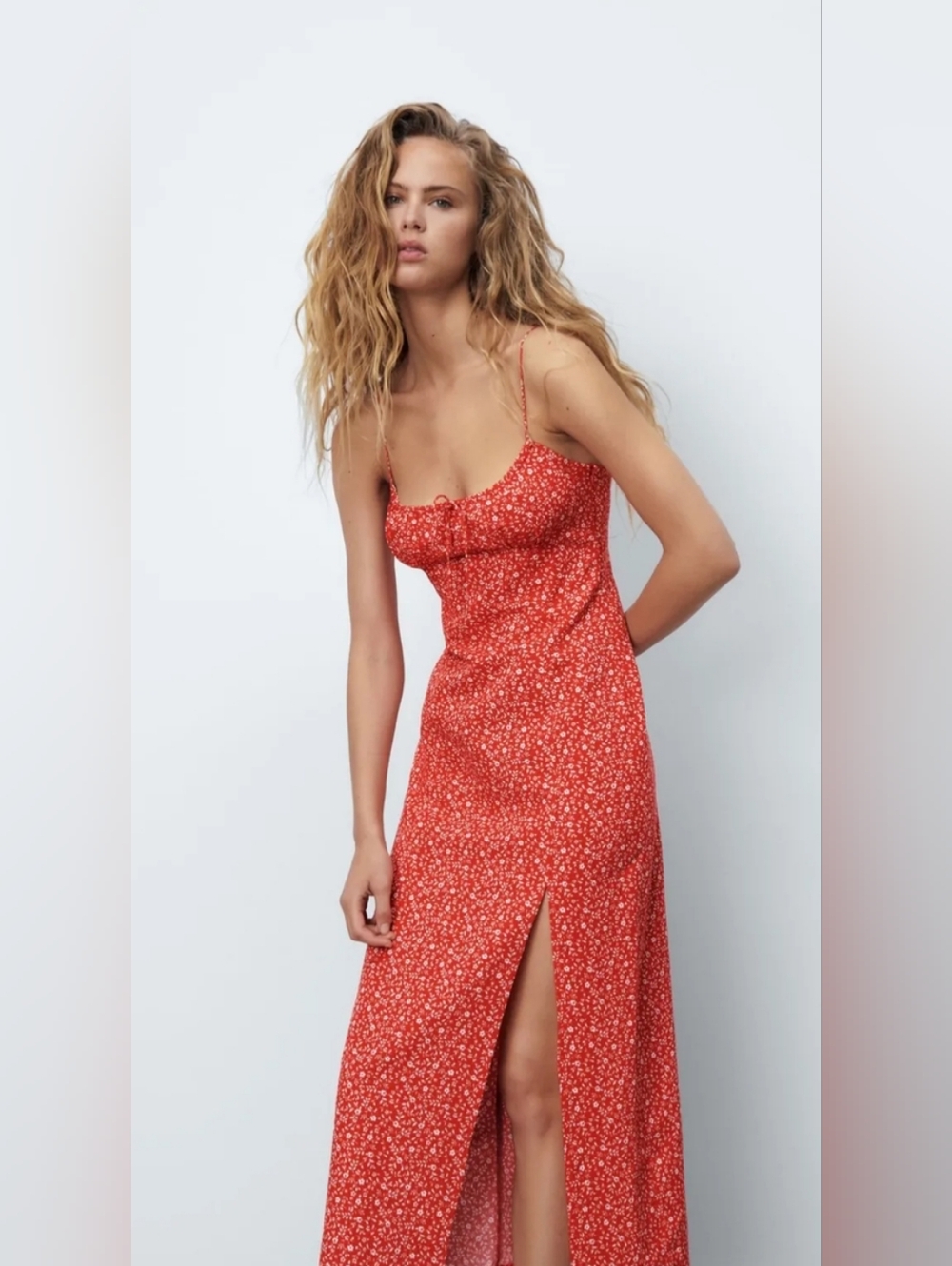 ZARA front slit midi dress